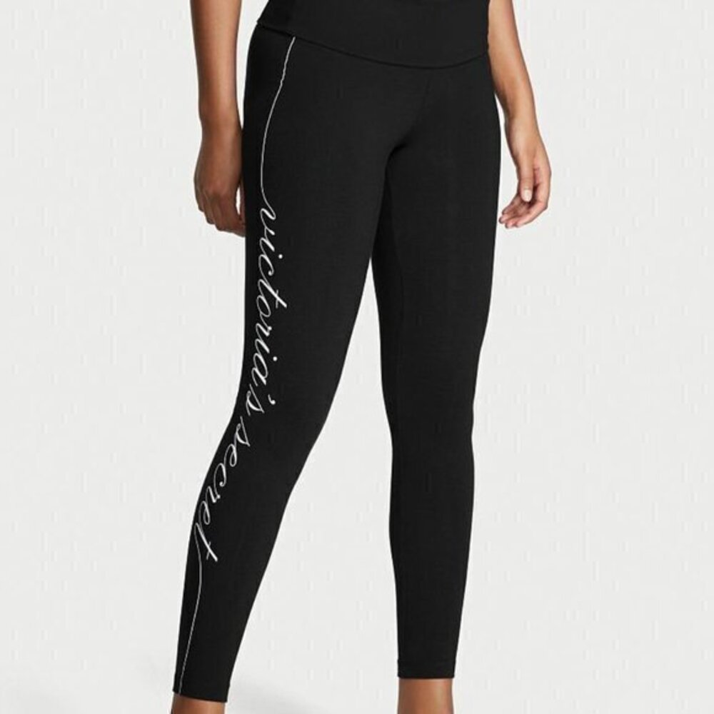 Victoria Secret PINK Yoga leggings Meduim fold over black pants